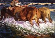 Joaquin Sorolla Y Bastida Oxen Study for the Afternoon Sun painting